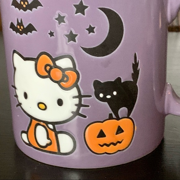 Hello Kitty Purple Halloween Mug - Black Cat Jack O’ Lantern Bats - Picture 4 of 11